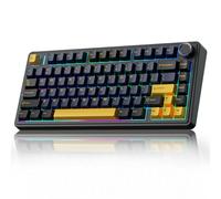 AULA F75 75 % Clavier mécanique sans fil, joint de clavier personnalisé interchangeable à chaud, interrupteurs en bois gris pré-lubrifiés, clavier RVB rétroéclairé pour jeux