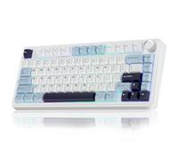 AULA F75 Clavier mécanique sans fil 75 %, clavier crémeux remplaçable à chaud, commutateurs pré-lubrifiés, 2,4 GHz/Type-C/BT5.0, claviers de jeu rétroéclairés RVB (blanc et bleu)