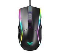 Aula F830 Souris de jeu RGB légère avec roue à chenille, 6 niveaux de DPI réglables jusqu'à 6400 DPI, 7 modes de rétroéclairage, souris filaire USB pour ordinateur portable Windows Mac Gamers - Noir