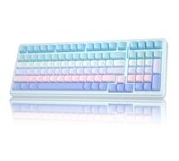 AULA F99 Clavier mécanique sans fil, triple mode (BT5.0/2,4 GHz/USB-C), clavier crémeux monté sur joint avec commutateurs linéaires, touches PBT imprimées sur le côté, claviers de jeu PC rétroéclairés