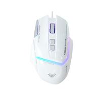 AULA S12Pro Souris de jeu filaire blanche, 12 800 DPI optique avec rétroéclairage RVB, 8 boutons programmables, logiciel prend en charge les touches DIY Bouton Rapid Fire