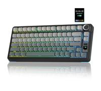 AULA S75 PRO Clavier de jeu sans fil avec écran et bouton, clavier mécanique trimode remplaçable à chaud 75 %, commutateurs pré-lubrifiés, rétroéclairage RVB, touches PBT imprimées sur le côté