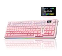 AULA S98 Pro Clavier mécanique sans fil avec écran et bouton, 2,4 GHz/USB-C/BT5.0 remplaçable à chaud, commutateurs linéaires pré-lubrifiés, touches PBT imprimées sur le côté, claviers de jeu