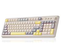 AULA S99 Clavier de jeu ergonomique, clavier d'ordinateur sans fil, crémeux, taille complète, bouton multimédia rétroéclairé, trois modes programmables, Bluetooth/2,4 GHz/USB-C pour joueur PC - Gris