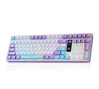 Aula S99pro V2 Clavier de jeu sans fil, silencieux, clavier à membrane crémeuse avec pavé numérique, trois modes Bluetooth/2,4 GHz/USB-C, rétroéclairage RVB, écran d'affichage numérique, illusion