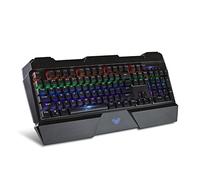 Aula Sapphire Clavier de jeu mécanique à LED rétroéclairé avec interrupteur bleu, 104 touches ergonomique, clavier filaire USB pour ordinateur