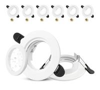 Aulaiyi Lot de 6 Spot Encastrable GU10 Set, IP65 Aluminium Cadre Spot LED Encastrable avec Douille GU10, Blanc Rond Cadre de Montage Spots de Plafond Trou 58-75mm pour Extérieur, Sans Ampoule