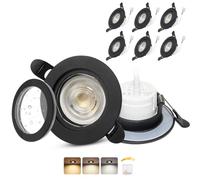 Aulaiyi Spot LED Encastrable 230V Dimmable IP65, 6W Spot LED Encastrable Extra Plat Trou 58-75mm, Spots de Plafond Blanc Chaud/Neutre/Froid Spots Etanche Salle de Bain, Noir Lot de 6
