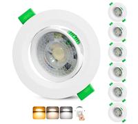 Aulaiyi Spot LED Encastrable Dimmable 230V, 5W 500LM Spots de Plafond Orientable Blanc Chaud Blanc Neutre Blanc Froid Réglable, Extra Plat IP44 Spot Salle de Bain, Trou Ø68-80mm, Blanc Lot de 6