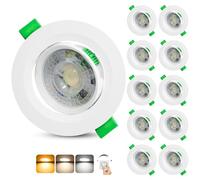 Aulaiyi Spot LED Encastrable Dimmable 230V, 5W 500LM Spots de Plafond Orientable Blanc Chaud Blanc Neutre Blanc Froid Réglable, Extra Plat IP44 Spot Salle de Bain, Trou Ø68-80mm, Blanc Lot de 10
