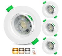 Aulaiyi Spot LED Encastrable Dimmable 230V, 5W 500LM Spots de Plafond Orientable Blanc Chaud Blanc Neutre Blanc Froid Réglable, Extra Plat IP44 Spot Salle de Bain, Trou Ø68-80mm, Blanc Lot de 3