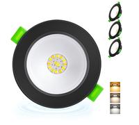 Aulaiyi Spot LED Encastrable Extra Plat 230V, 5W 650LM Spots de Plafond Trou Ø68-80mm, Blanc Chaud Blanc Neutre Blanc Froid Spot Salle de Bain IP44 pour Cuisine, Noir Lot de 3 (Non Dimmable)