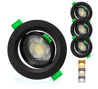 Aulaiyi Spot LED Encastrable Orientable 230V, 5W 500LM Spots de Plafond Extra Plat Blanc Chaud Blanc Neutre Blanc Froid Réglable, IP44 Spot Salle de Bain, Trou Ø68-80mm, Noir Lot de 3