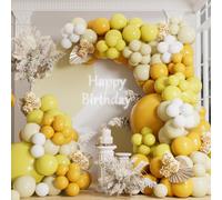 AULE Arche Ballon Anniversaire Jaune: Lot de 155 Ballons Jaune à Hélium Latex Mat Kit Guirlande Décoration pour Anniversaire Mariage