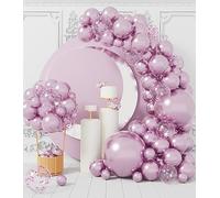 AULE Arche Ballon Anniversaire Lilas: Lot de 100 Ballons Violet Clair Métallique à Hélium Latex Chromé Kit Guirlande Lavande Décoration pour Mariage Baby Shower Gender Reveal