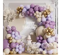 AULE Arche Ballon Anniversaire Violet: Lot de 155 Ballons Violet foncé à Hélium Latex Mat Kit Guirlande Décoration pour Anniversaire Mariage