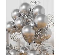 AULE Ballon Argenté Confettis Métallique: 42 Pièces 12 Pouces Ballons Anniversaire Argenté Ballons de Baudruche à Hélium Fille Femme Ballon Gonflable Décoration pour Mariage Saint Valentin Diplome