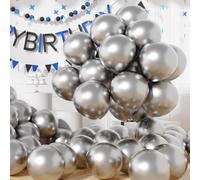 AULE Ballon Argenté Métallique Hélium: Lot de 50 Ballons Anniversaire Argenté 30cm Ballons de Baudruche en Latex Fille Garçon Ballon Gonflable Décoration pour Mariage Bachelorette Party Diplôme