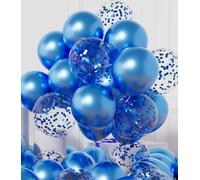 AULE Ballon Bleu Confettis Métallique: 42 Pièces 12 Pouces Ballons Anniversaire Bleu Ballons de Baudruche à Hélium Homme Garçon Ballon Gonflable Décoration pour Baby Shower Gender Reveal Diplome