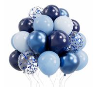 AULE Ballon Bleu Métallique Hélium: Lot de 50 Ballons Anniversaire Bleu 30cm Ballons de Baudruche en Latex Homme Garçon Ballon Gonflable Décoration pour Baby Shower Diplôme Gender Reveal