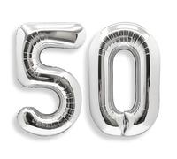 AULE Ballon Chiffre 50 Argenté: 40 Pouces 101 cm Grand Ballon Géant Anniversaire Argent Numero 10-19 20-29 30-35 40 50 60 ans à Hélium Ballons Mylar Décoration pour Mariages Party Fête