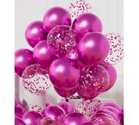 AULE Ballon Fuchsia Confettis Métallique: 42 Pièces 12 Pouces Ballons Anniversaire Rosé Foncé Ballons de Baudruche à Hélium Ballon Gonflable Décoration Baby Shower Mariage