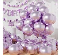 AULE Ballon Lilas Métallique Hélium: Lot de 50 Ballons Anniversaire Violet Clair 30cm Ballons de Baudruche Lavande en Latex Ballon Gonflable Décoration Mariage Saint Valentin Baby Shower