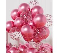 AULE Ballon Rose Confettis: 50 Pièces 12 Pouces Ballons Anniversaire Rosé Ballons de Baudruche à Hélium Fille Femme Ballon Gonflable Décoration Mariage Bachelorette Party Gender Reveal Baby Shower
