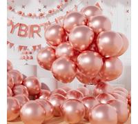 AULE Ballon Rose Gold Hélium: Lot de 50 Ballons Anniversaire Rose Gold 30cm Ballons de Baudruche en Latex Fille Femme Ballon Gonflable Décoration pour Mariage Baby Shower Gender Reveal