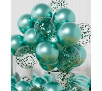 AULE Ballon Vert Confettis Métallique: 42 Pièces 12 Pouces Ballons Anniversaire Vert Ballons de Baudruche à Hélium Turquoise Garçon Ballon Gonflable Décoration Baby Shower Diplome Jungle Dinosaure