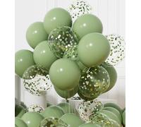 AULE Ballon Vert Sauge Confettis: Lot de 42 Ballons 12 Pouces Verts Ballons de Baudruche à Hélium Gonflable Décoration pour Anniversaire Mariage Diplome Jungle Dinosaure