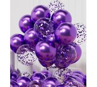 AULE Ballon Violet Confettis Métallique: 42 Pièces 12 Pouces Ballons Anniversaire Violette Ballons de Baudruche à Hélium Fille Ballon Gonflable Décoration pour Mariage Bachelorette Party Halloween
