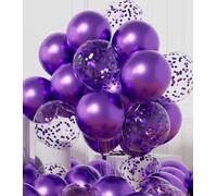 AULE Ballon Violet Confettis Métallique: 42 Pièces 12 Pouces Ballons Anniversaire Violette Ballons de Baudruche à Hélium Fille Ballon Gonflable Décoration pour Mariage Bachelorette Party Halloween