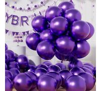 AULE Ballon Violet Métallique Hélium: Lot de 50 Ballons Anniversaire Violette 30cm Ballons de Baudruche Violet en Latex Fille Femme Ballon Gonflable Décoration Mariage Bachelorette Party Halloween