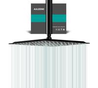 AULEEND Pomme de douche effet pluie, fonctionne avec n'importe quel style décoratif, pommeau de douche à effet pluie entièrement en métal (noir mat, 12)