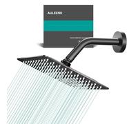 AULEEND Pommeau de douche à effet pluie, carré en acier inoxydable à haut débit, design haute pression, expérience de douche géniale même à faible débit d'eau (20,3 cm, noir mat)