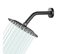 AULEEND Pommeau de douche à effet pluie entièrement métallique - Acier inoxydable robuste, facile à installer, haut débit d'eau, design moderne ultra fin pour salle de bain (D-noir mat, 8)