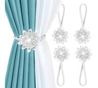 AULEEP Lot de 4 embrasses magnétiques décoratives pour Rideaux - Style européen et américain - Argenté