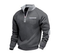 Aulemen Sweat Homme sans Capuche 1/4 Zippé Pull Polaire Homme Décontracté Sweatshirts à col Rond Chaud pour Pull-Over Automne Hiver M-3XL