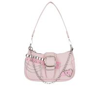 Aulenge Sac à Bandoulière en Cuir PU pour Femmes Sac à Main avec Motif Chaîne Étoile Y2K Filles Cool et Sensationnelles Mini Sacs en Cuir PU pour Femmes Rose