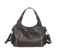 Aulenge Sac Bandoulière Femme Style Biker Rock Sac en Cuir PU Vegan Petit Sac Crossbody avec Bandoulière Réglable pour Look Rebelle Quotidien Brun Foncé