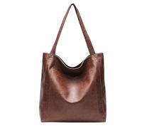 Aulenge Sac Cabas Grande Capacité Style Vintage Sac Rétro Léger avec Poche Sac Souple Femme Élégant pour Travail Ordinateur Voyage ou Étude Marron