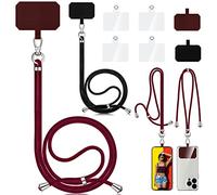Aulese 2 Pièces Cordon Téléphone Portable, Compatible avec Tous Les Smartphones, Cordon pour Telephone avec 6 Patchs, Lanière Universelle Tour de Cou Réglable et Élégante pour Telephone