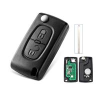 AULESSE 2 Boutons Ask Clé Télécommande Voiture Complète istance 433 MHz avec Électronique Puce PCF7961 pour Peugeot 207 307 308 407 Citroën C2 C3 C4 Coque de Clé Télécommande CE0536-Lame VA2