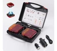 AULESSE 2 x Feux Arrière Base Aimanté Sans Fil, E57 Marqué Universel LED Fixation Magnétique Wireless, Clignotants Rechargeables Pour Auto Camion Tracteur Remorque Caravane