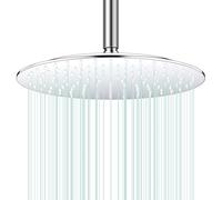 AULLEND - Pommeau de douche à effet pluie rond en acier inoxydable épais de 30,5 cm - Pomme de douche carrée haute pression pour salle de bain - Design ultra fin - Connecteur pivotant - Avec boule