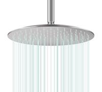 AULLEND - Pommeau de douche à effet pluie rond en acier inoxydable épais de 30,5 cm - Pomme de douche carrée haute pression pour salle de bain - Design ultra fin - Connecteur pivotant - Avec boule