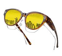 Aullwyr Polarisées Surlunettes Conduite de Nuit - Surlunettes de Soleil Verre Jaune Anti-éblouissement Lunette Vision Nocturne pour Homme Femme