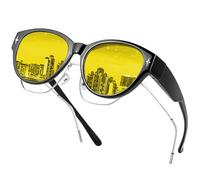 Aullwyr Polarisées Surlunettes Conduite de Nuit - Surlunettes de Soleil Verre Jaune Anti-éblouissement Lunette Vision Nocturne pour Homme Femme
