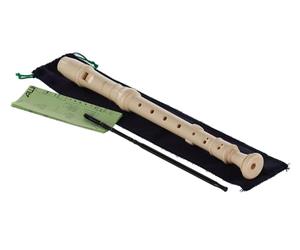 Aulos flûte à bec soprano en do Elite 302B - couleur ivoire - doigté allemand, avec doubles trous - avec étui, écouvillon, tableau de doigtés - 3 pièces - avec canal d’air courbé